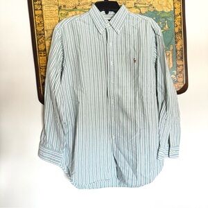 Polo Ralph Lauren Oxford Button Down Shirt Mens 16 32/33 Blue Striped Pony Woven